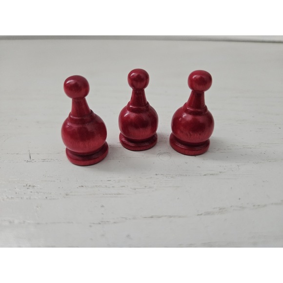 Other - Vintage 1964 Parcheesi Gold Seal Edition Replacement Parts RED Wood Pieces 3